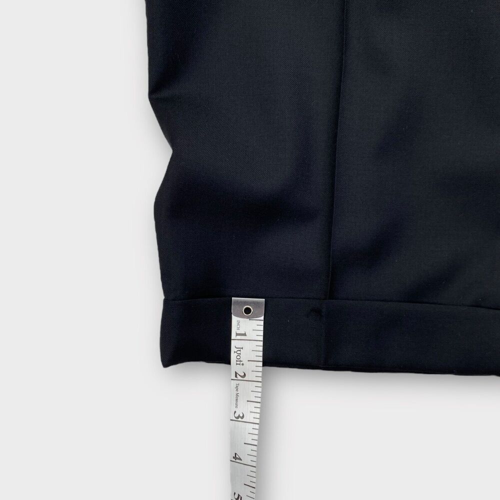 $255 Santorelli Dress Pants Mens 35x28 Como 2 Pleated Black Trousers Wool Italy - Picture 13 of 15